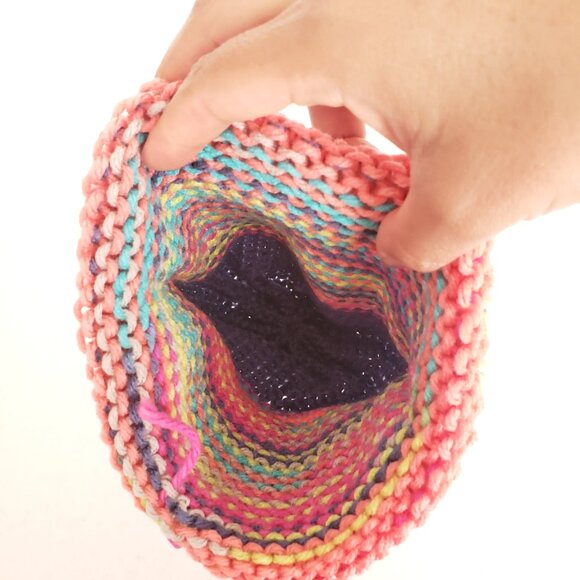 New Handmade Youth Crochet Multicolor Colorful Striped Hat Beanie Cute - Picture 10 of 10